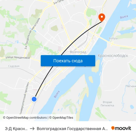 З-Д Красная Заря (Б) to Волгоградская Государственная Академия Физической Культуры map