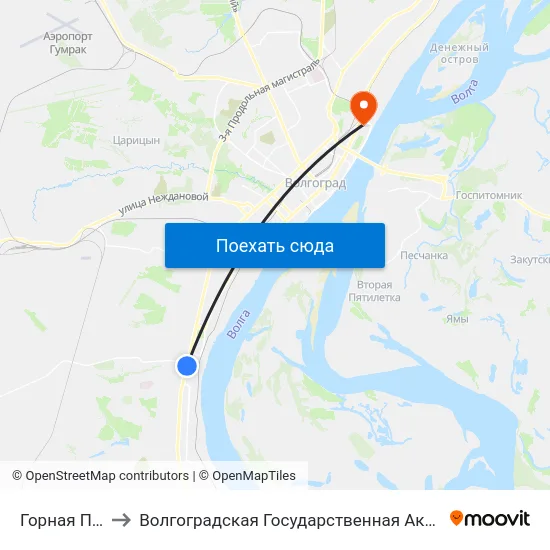 Горная Поляна (А) to Волгоградская Государственная Академия Физической Культуры map
