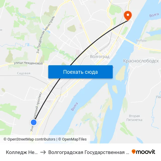 Колледж Нефти И Газа (Б) to Волгоградская Государственная Академия Физической Культуры map