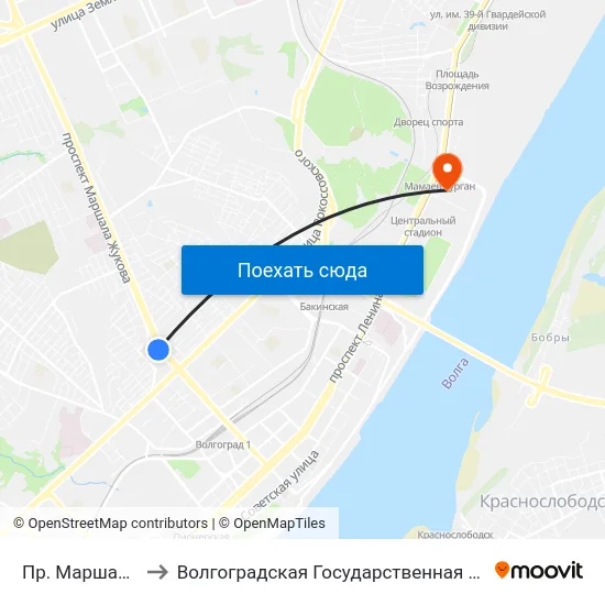 Пр. Маршала Жукова (Б) to Волгоградская Государственная Академия Физической Культуры map