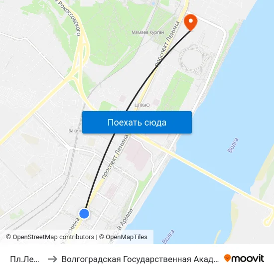 Пл.Ленина (А) to Волгоградская Государственная Академия Физической Культуры map