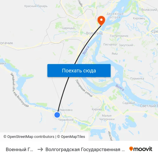 Военный Городок Тр.(А) to Волгоградская Государственная Академия Физической Культуры map