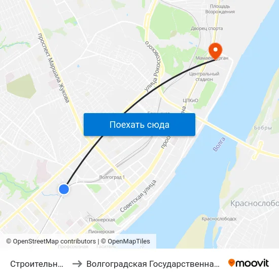 Строительный Техникум (Б) to Волгоградская Государственная Академия Физической Культуры map
