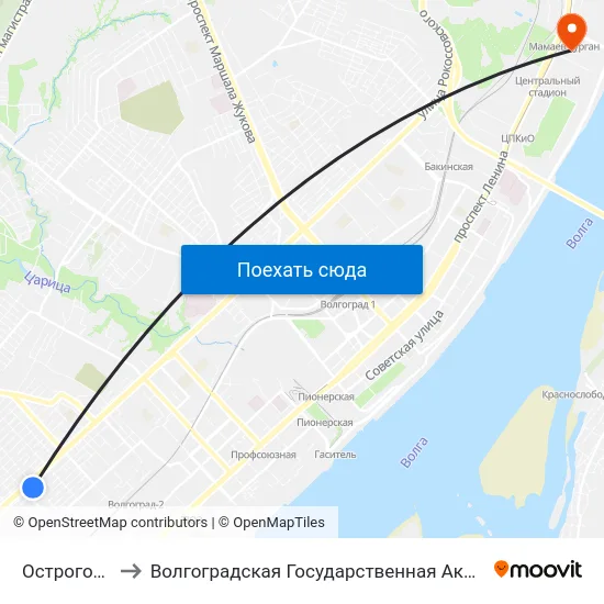 Острогожская (А) to Волгоградская Государственная Академия Физической Культуры map