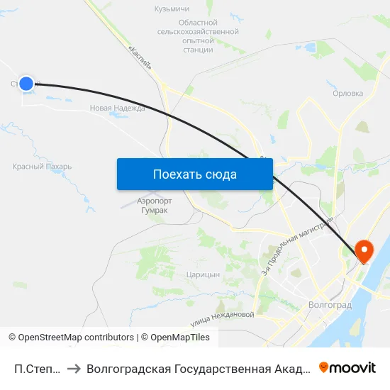 П.Степной (А) to Волгоградская Государственная Академия Физической Культуры map