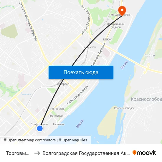 Торговый Центр (Б) to Волгоградская Государственная Академия Физической Культуры map