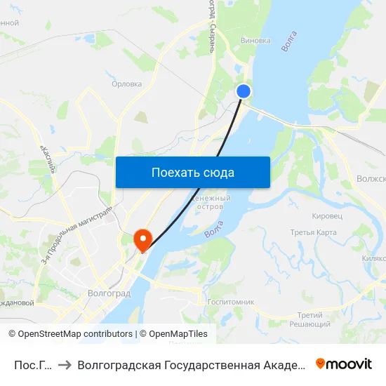 Пос.Гэс (А) to Волгоградская Государственная Академия Физической Культуры map