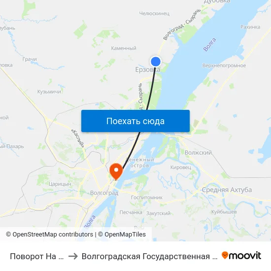 Поворот На С.Каменка (А) to Волгоградская Государственная Академия Физической Культуры map