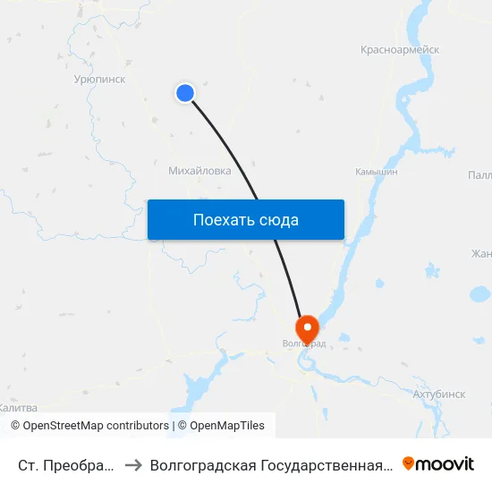 Ст. Преображенская Ас (А) to Волгоградская Государственная Академия Физической Культуры map