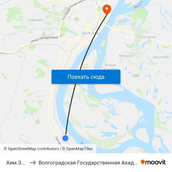 Хим.Завод (Б) to Волгоградская Государственная Академия Физической Культуры map