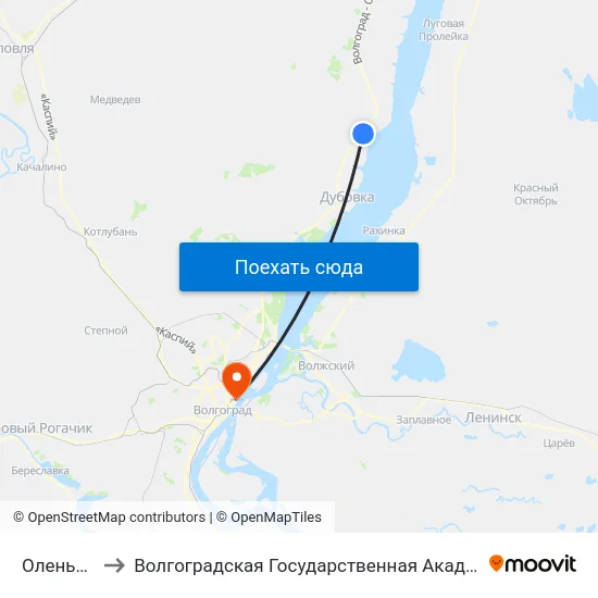 Оленье Тр. (А) to Волгоградская Государственная Академия Физической Культуры map