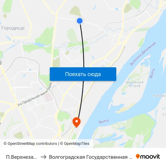 П.Верхнезареченский (Б) to Волгоградская Государственная Академия Физической Культуры map