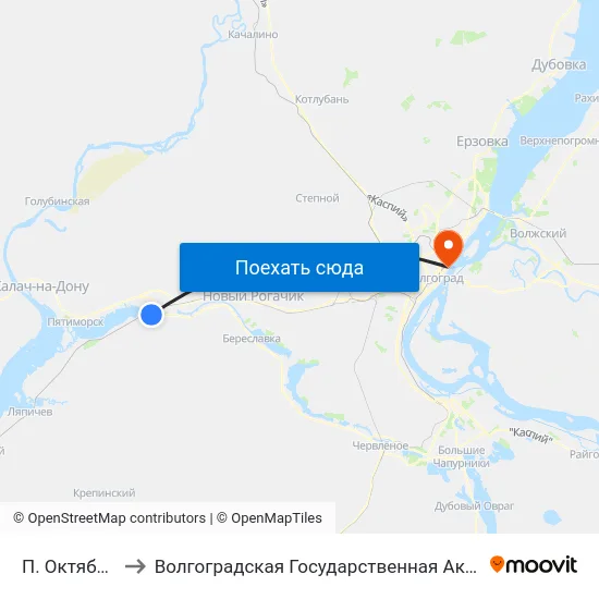 П. Октябрьский (А) to Волгоградская Государственная Академия Физической Культуры map