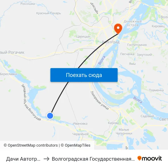 Дачи Автотранспортник (А) to Волгоградская Государственная Академия Физической Культуры map