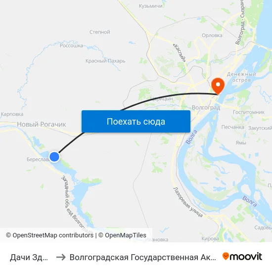 Дачи Здоровье (А) to Волгоградская Государственная Академия Физической Культуры map