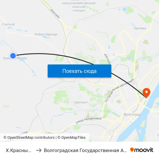 Х.Красный Пахарь (А) to Волгоградская Государственная Академия Физической Культуры map