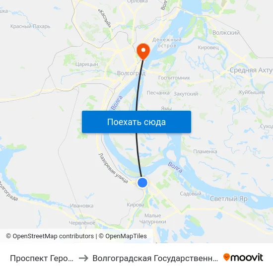 Проспект Героев Сталинграда (А) to Волгоградская Государственная Академия Физической Культуры map