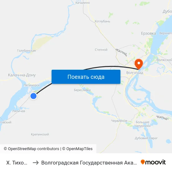 Х. Тихоновка (А) to Волгоградская Государственная Академия Физической Культуры map