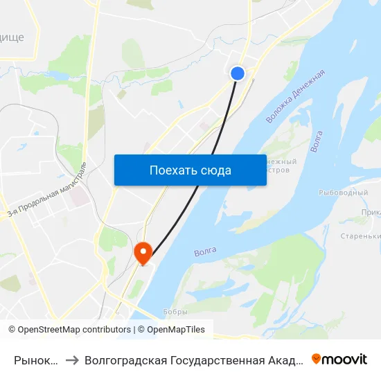 Рынок Тзр (Б) to Волгоградская Государственная Академия Физической Культуры map