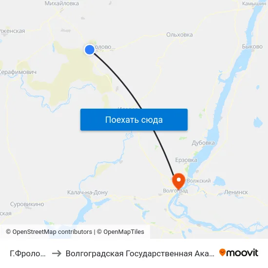 Г.Фролово Тр. (А) to Волгоградская Государственная Академия Физической Культуры map