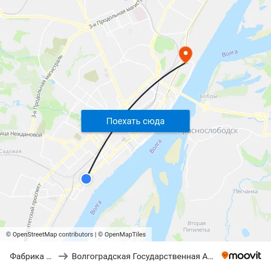 Фабрика Царица (А) to Волгоградская Государственная Академия Физической Культуры map