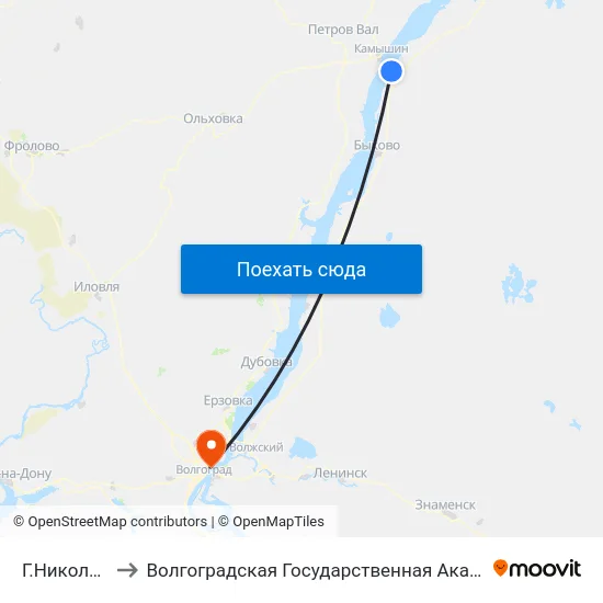 Г.Николаевск (А) to Волгоградская Государственная Академия Физической Культуры map
