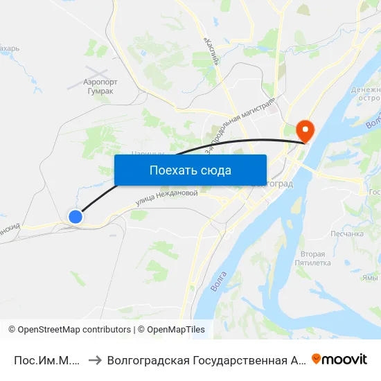 Пос.Им.М.Горького (А) to Волгоградская Государственная Академия Физической Культуры map