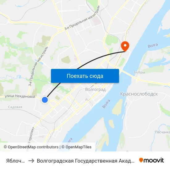 Яблочная (А) to Волгоградская Государственная Академия Физической Культуры map