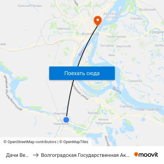 Дачи Весна Тр.(А) to Волгоградская Государственная Академия Физической Культуры map