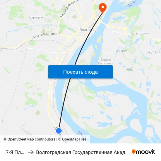 7-Я Площадка to Волгоградская Государственная Академия Физической Культуры map