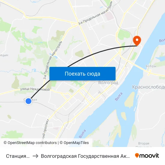 Станция Садовая to Волгоградская Государственная Академия Физической Культуры map