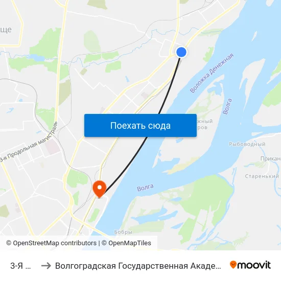 3-Я Школа to Волгоградская Государственная Академия Физической Культуры map