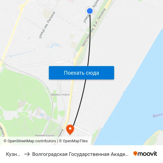 Кузнецова to Волгоградская Государственная Академия Физической Культуры map