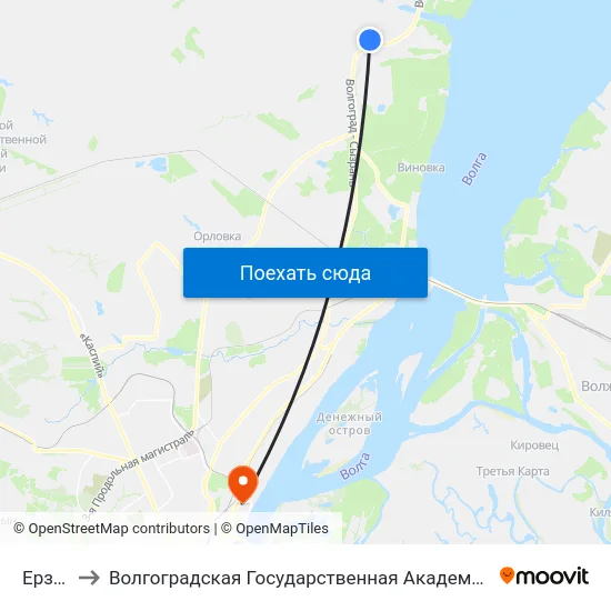 Ерзовка to Волгоградская Государственная Академия Физической Культуры map
