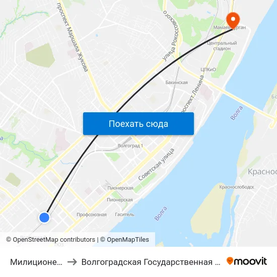 Милиционера Буханцева to Волгоградская Государственная Академия Физической Культуры map