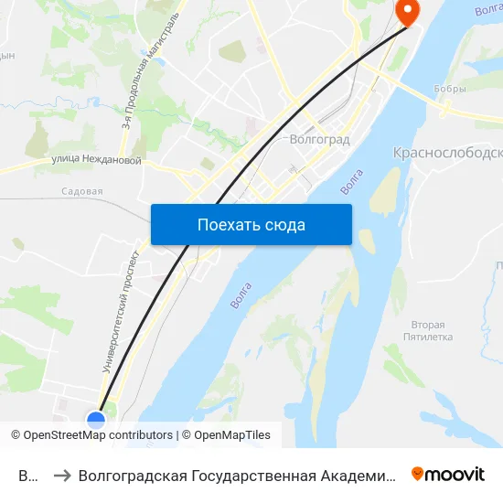 Волгу to Волгоградская Государственная Академия Физической Культуры map