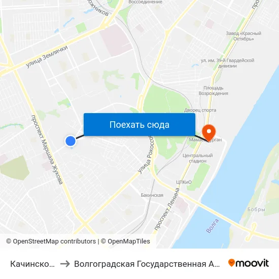 Качинское Училище to Волгоградская Государственная Академия Физической Культуры map