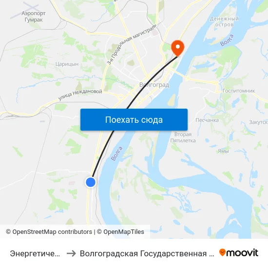 Энергетический Колледж to Волгоградская Государственная Академия Физической Культуры map