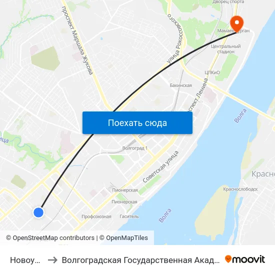 Новоузенская to Волгоградская Государственная Академия Физической Культуры map