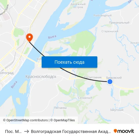 Пос. Маслово to Волгоградская Государственная Академия Физической Культуры map