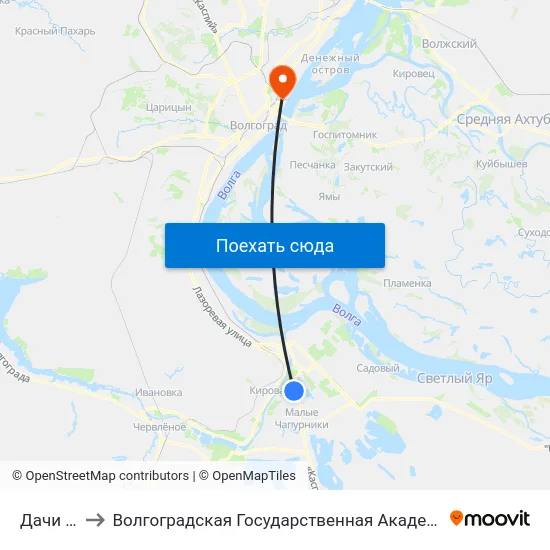 Дачи Стела to Волгоградская Государственная Академия Физической Культуры map