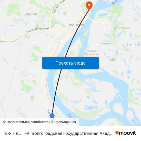 8-Я Площадка to Волгоградская Государственная Академия Физической Культуры map