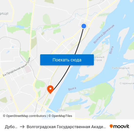 Дубовская to Волгоградская Государственная Академия Физической Культуры map