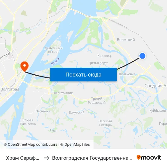 Храм Серафима Саровского to Волгоградская Государственная Академия Физической Культуры map