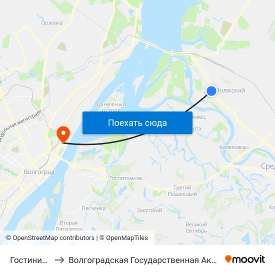 Гостиница Ахтуба to Волгоградская Государственная Академия Физической Культуры map