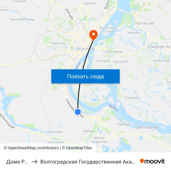Дома Речников to Волгоградская Государственная Академия Физической Культуры map