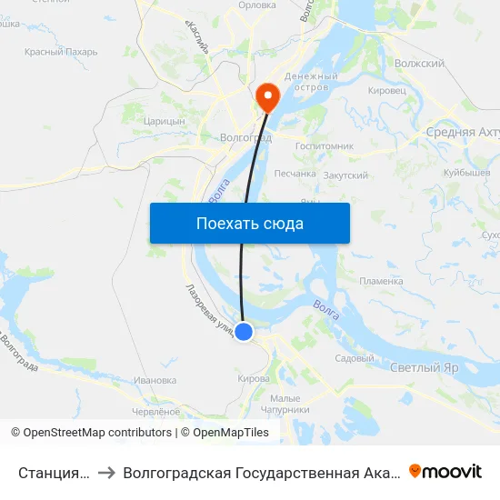 Станция Сарепта to Волгоградская Государственная Академия Физической Культуры map