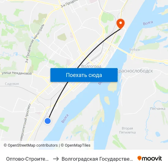 Оптово-Строительный Рынок На Тулака to Волгоградская Государственная Академия Физической Культуры map