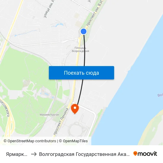 Ярмарка Восток to Волгоградская Государственная Академия Физической Культуры map