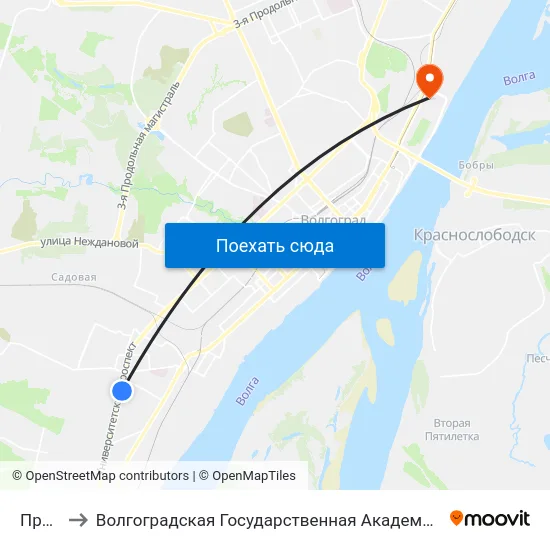 Прямая to Волгоградская Государственная Академия Физической Культуры map